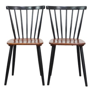 Set of Vintage Scandinavian Dining Chairs with Spindle Backrests, 1960s For Sale