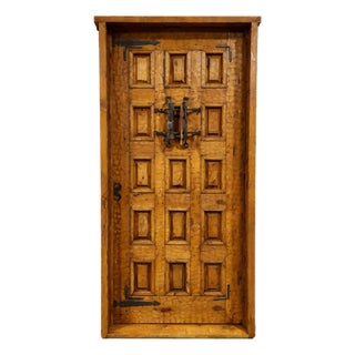 Spanish Colonial Solid Wood Panel Door With Iron Accents For Sale
