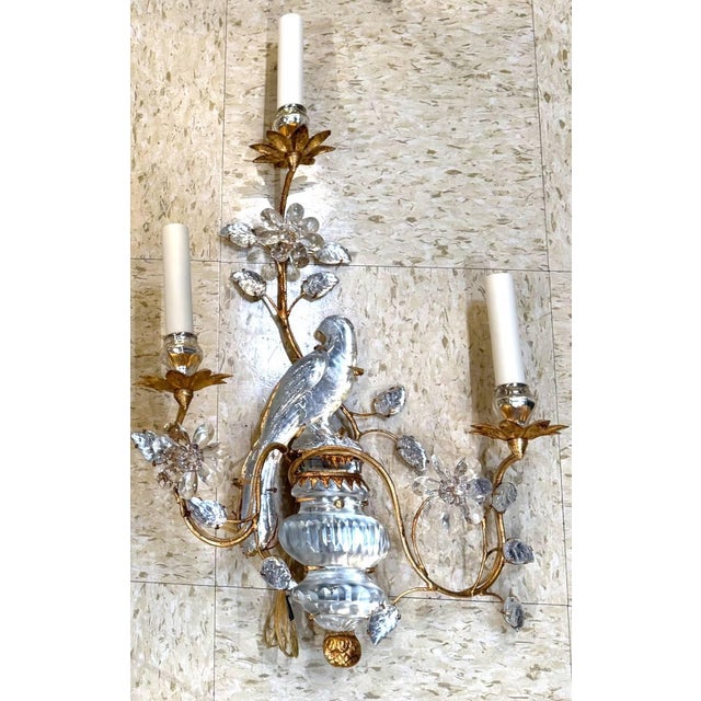 Gold 1930 French Gilt Metal Birds Sconces With 3 Lights - a Pair For Sale - Image 8 of 8