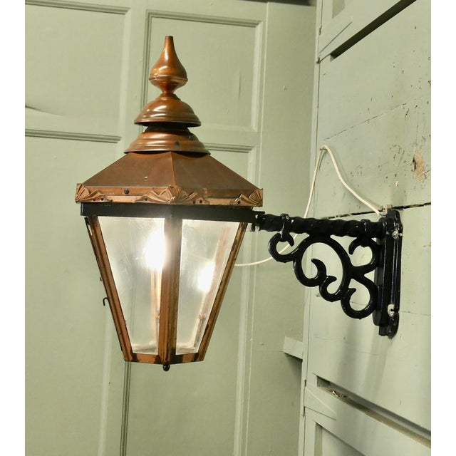 Large Copper Wall Hanging Lantern, 1960 For Sale - Image 6 of 8