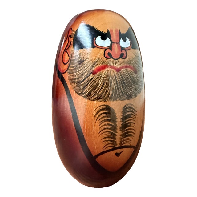 Vintage Japanese Daruma in Keyaki Wood by Gōno Seifū, 1980s For Sale