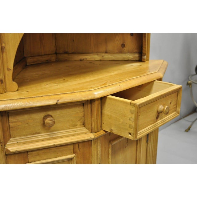 Country French Gothic Primitive Pine Corner China Hutch Chairish