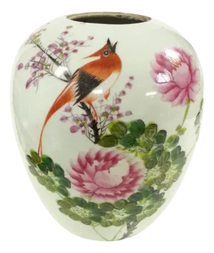 Early 20th Century Famille Rose Flower & Bird Design Vase