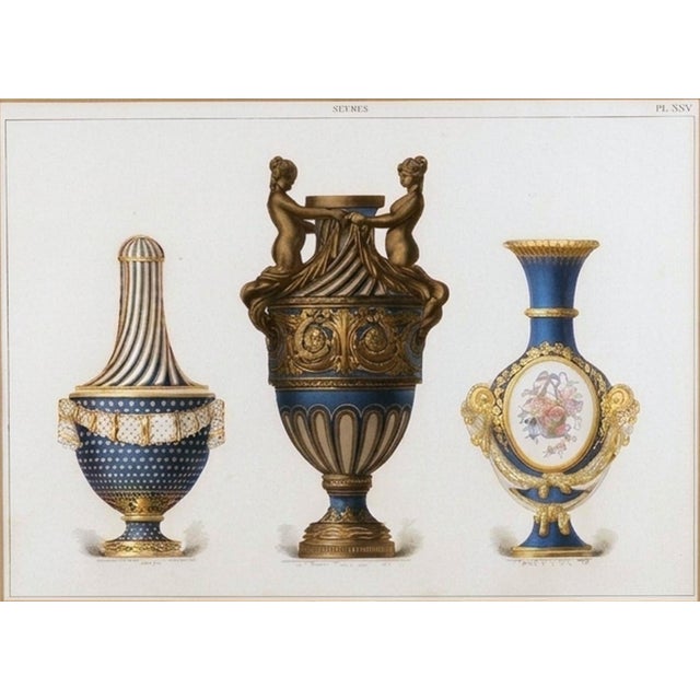 Traditional Antique Sèvres Porcelain Chromolithograph by Édouard Garnier, Giltwood Frame, Circa 1892 For Sale - Image 3 of 9