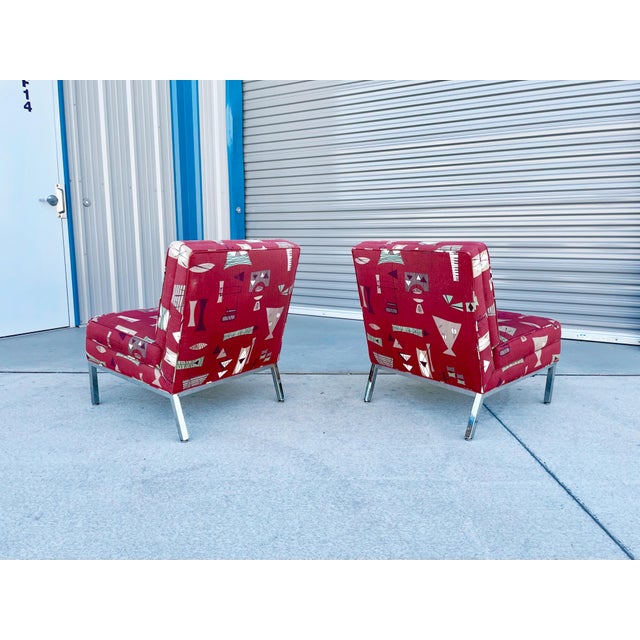 1970s 1970s Mid Century Chrome Lounge Chairs Styled After Florence Knoll- Set of 2 For Sale - Image 5 of 14