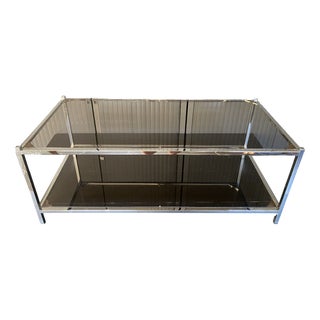 Vintage Bauhaus Coffee Table with Double Glass and Chrome Top, 1970s For Sale