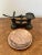Antique Edwardian quality iron and copper scales having a quality set of iron shop scales with a large circular copper pan...