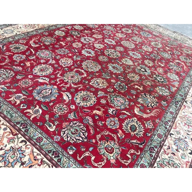 Blue Large Vintage Tabriz Rug For Sale - Image 8 of 16