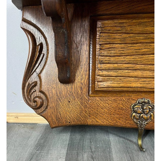 Wood Antique French 4 Hook Ornate Carved Coat Plate Rack For Sale - Image 7 of 9