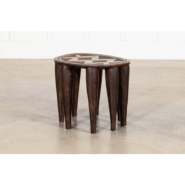 African Tribal Carved Teak Nupe Stool, 1920 For Sale - Image 10 of 11