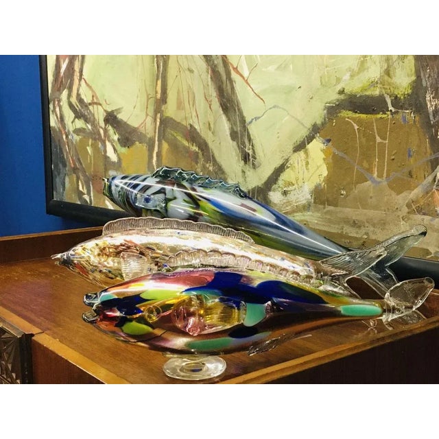 Bohemia fish-shaped table or shelf decoration from Czech Republic of the 1960s. This special strong yellow and blue...