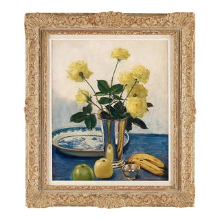 Olle Hjortzberg Still Life With Yellow Roses, 1946 For Sale