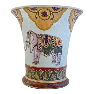 Vintage Porcelain & Enamel Elephant Vase For Sale