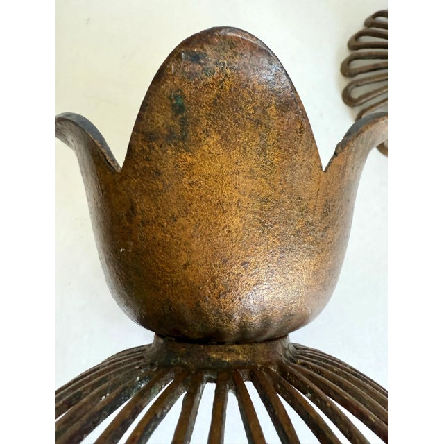 Vintage Lotus Blossom Cast Iron Candle Holders Made in Japan For Sale In Los Angeles - Image 6 of 9