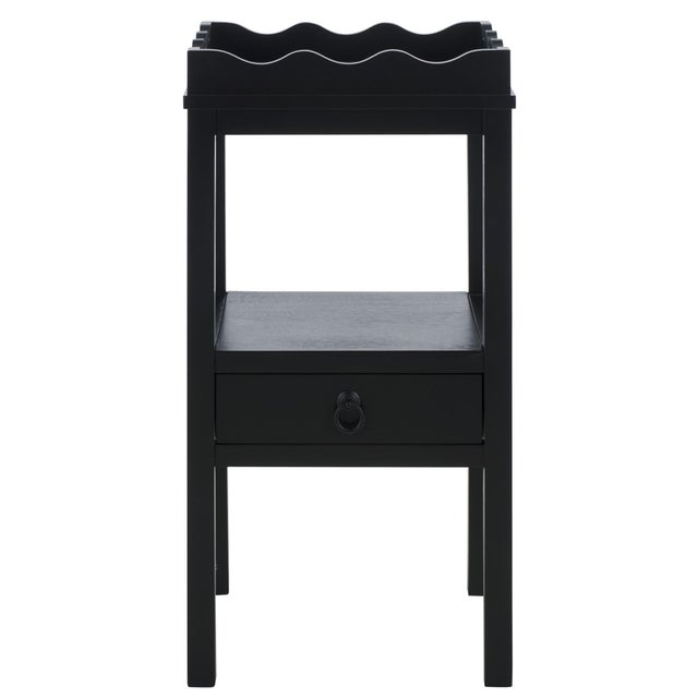 Darlyn Scalloped 1 Drawer Accent Table in Matte Black For Sale - Image 9 of 9