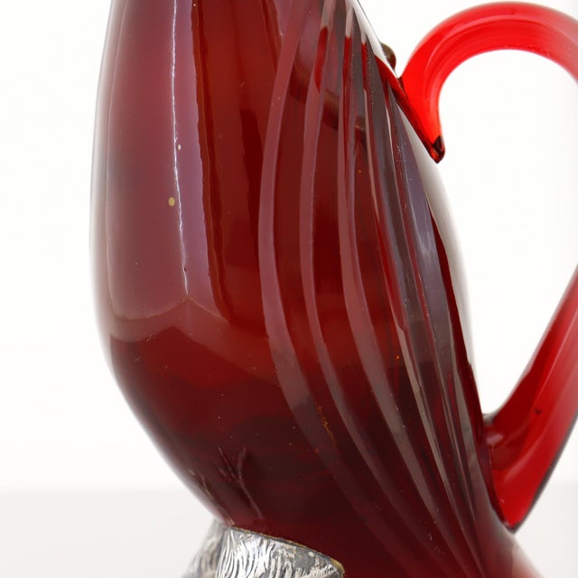 Pair Cartier Sterling Silver & Ruby Red Cut Glass Oil & Vinegar Cruet Decanters For Sale - Image 17 of 18