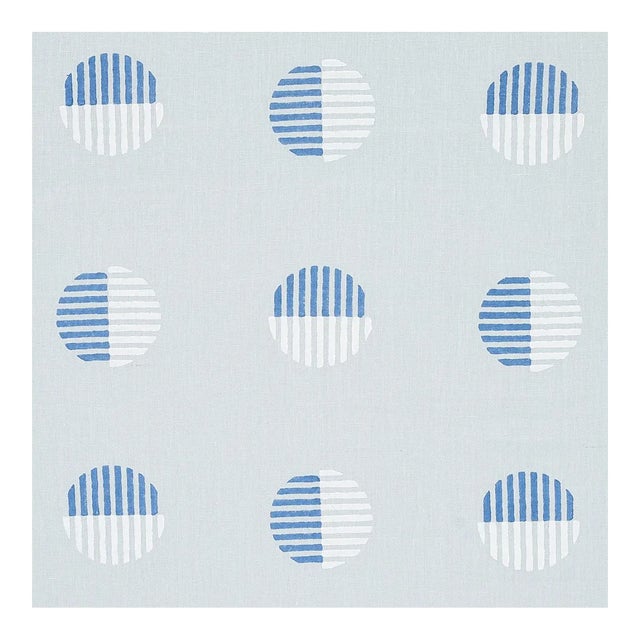 Sample - Schumacher Ando Hand Block Print Fabric in Chambray For Sale