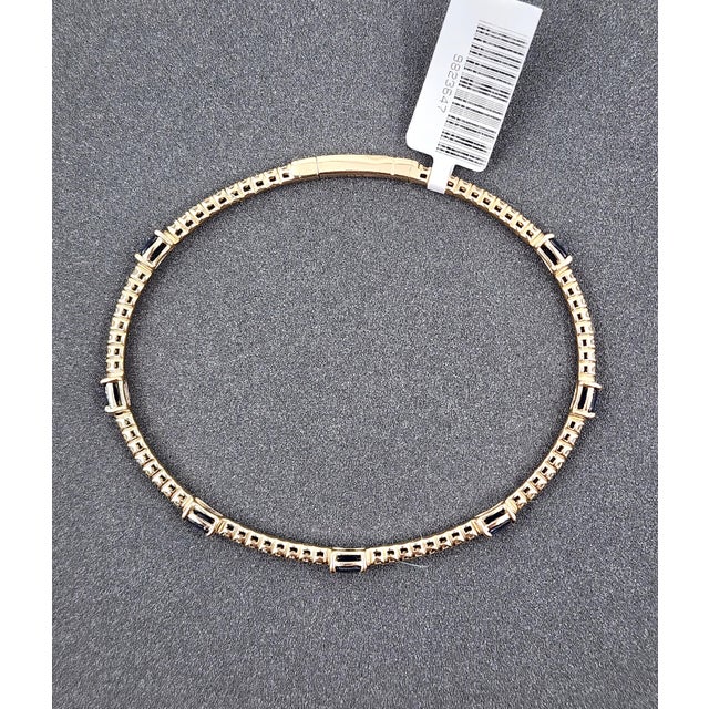 1.50 Ct Natural Sapphire & Diamond Flexible Bracelet in 14k Yg For Sale In Chicago - Image 6 of 8