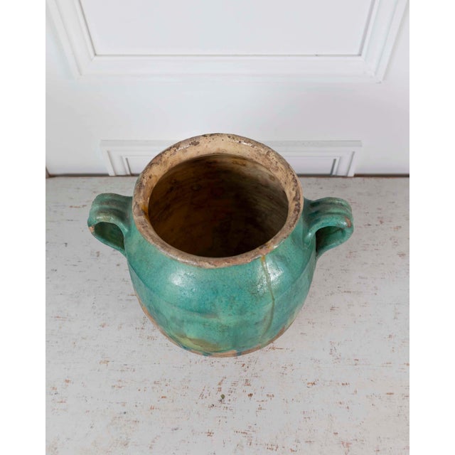Ceramic French 19th Century Turquoise and Green Glaze Confit Pot For Sale - Image 7 of 8