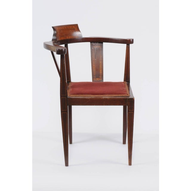 French 1900s Mahogany Corner Child Chair with Crossbanding and Tapered Legs For Sale - Image 4 of 9