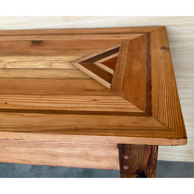 Late 20th Century Geometric Marquetry Console Sofa Table with Tapered Legs For Sale - Image 10 of 18