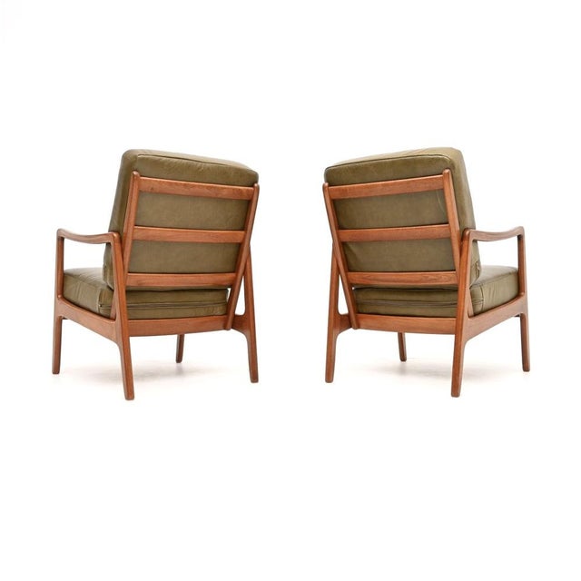 Vintage Danish Teak and Leather Lounge Chairs by Ole Wanscher for France & Søn, 1960, Set of 2 For Sale - Image 6 of 11