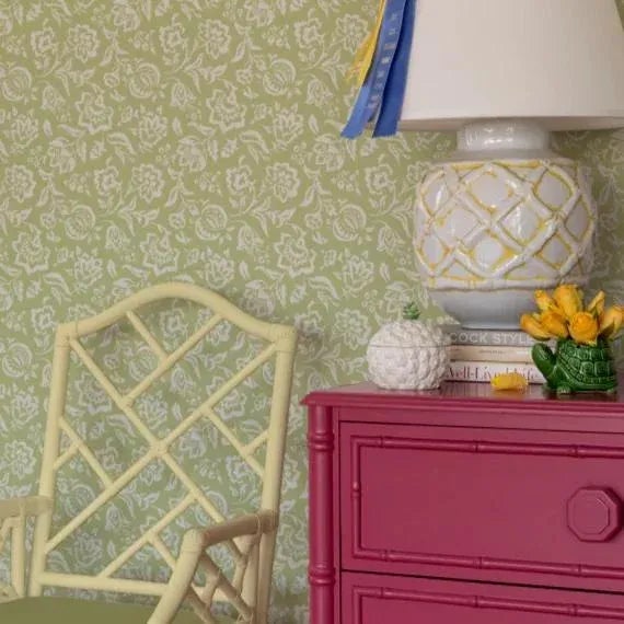 A sample of our Hampton Court Meadow Wallpaper Care Instructions: Wipe with damp cloth.