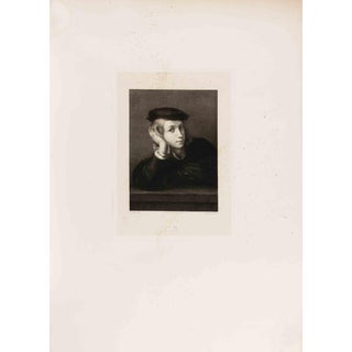 Jean Patricot, Portrait de Raphael, Etching and Drypoint by J. Patricot, 19th Century For Sale