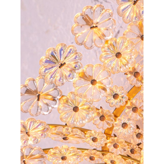 Rupert Nikoll Austrian Wall Sconces with Crystal Flowers & Brass by Emil Stejnar for Rupert Nikoll, Vienna, 1950s, Set of 2 For Sale - Image 4 of 10