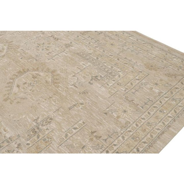 Rug & Kilim’s Oushak Style Oversized Rug in Taupe With Floral Patterns For Sale In New York - Image 6 of 7