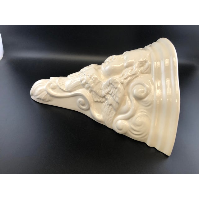Gien White Ceramic Wall Consoles with Cherub Faces, 1980s, Set of 2 For Sale - Image 12 of 15