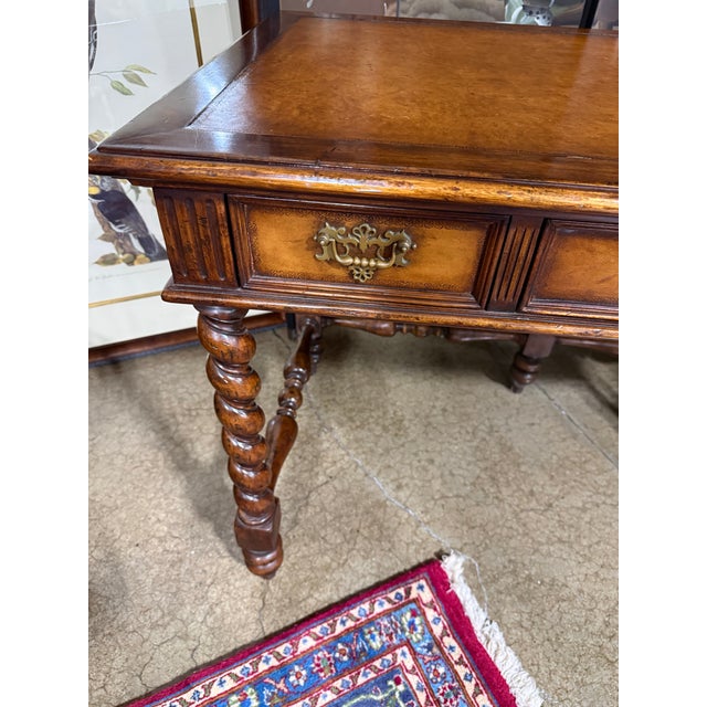 Late 20th Century English Barley Twist Leather Top Desk For Sale - Image 11 of 12