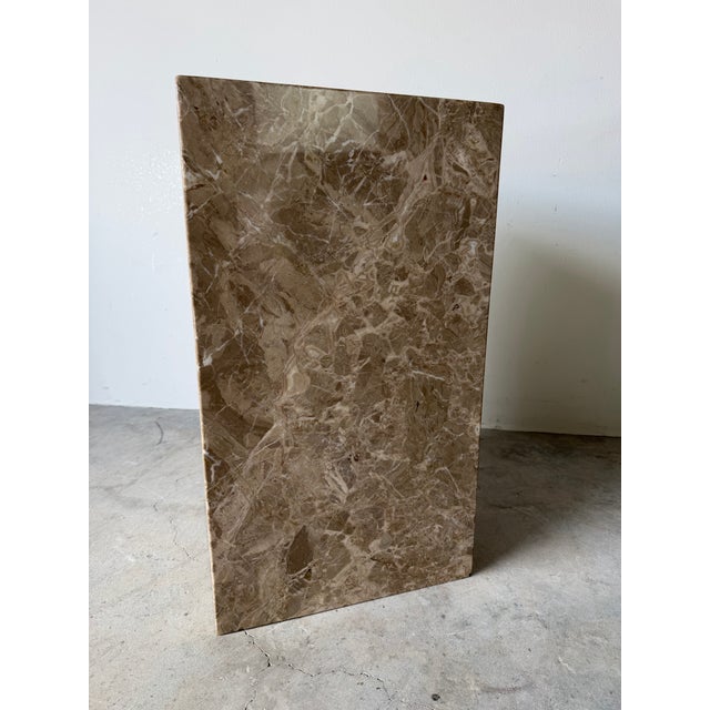 1980’s Postmodern Emperador Marble Cube Pedestal / Dining Table Base For Sale - Image 12 of 12