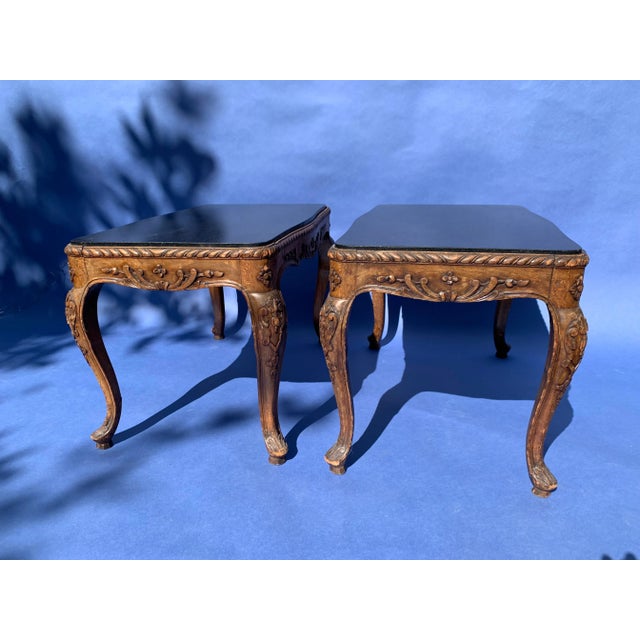 1970s French Provincial Marble Top Side Tables - Set of 2 For Sale In Los Angeles - Image 6 of 13