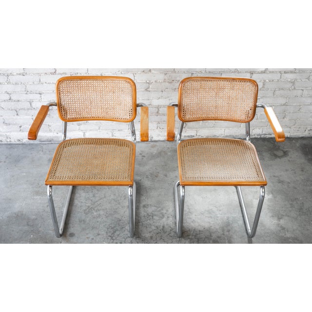 Marcel Breuer Vintage Marcel Breuer 'Cesca' Attributed Armchairs - A Pair For Sale - Image 4 of 15