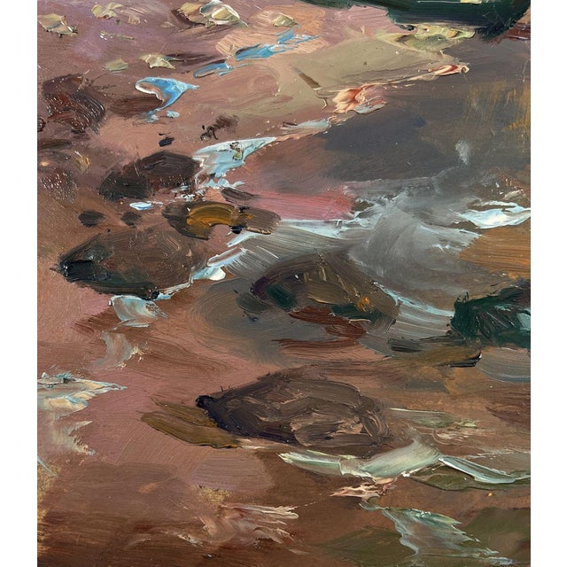Brown Oil Painting Seashore With a Boat Yuriy Suprunchuk For Sale - Image 8 of 10