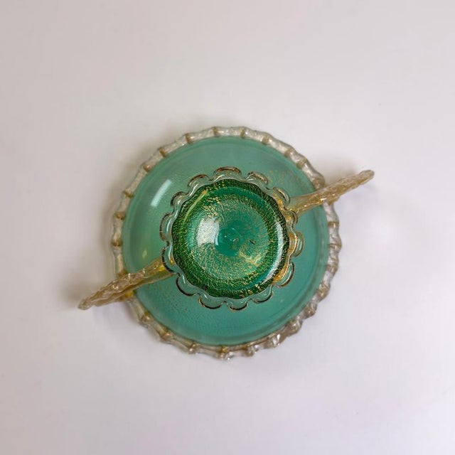 Venetian Style Murano Glass Tazza with Gold Inclusions, Italy, 1950s For Sale - Image 9 of 10