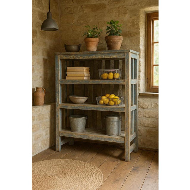 This shelf on feet in weathered solid wood is the perfect example of timeless furniture combining simplicity and...