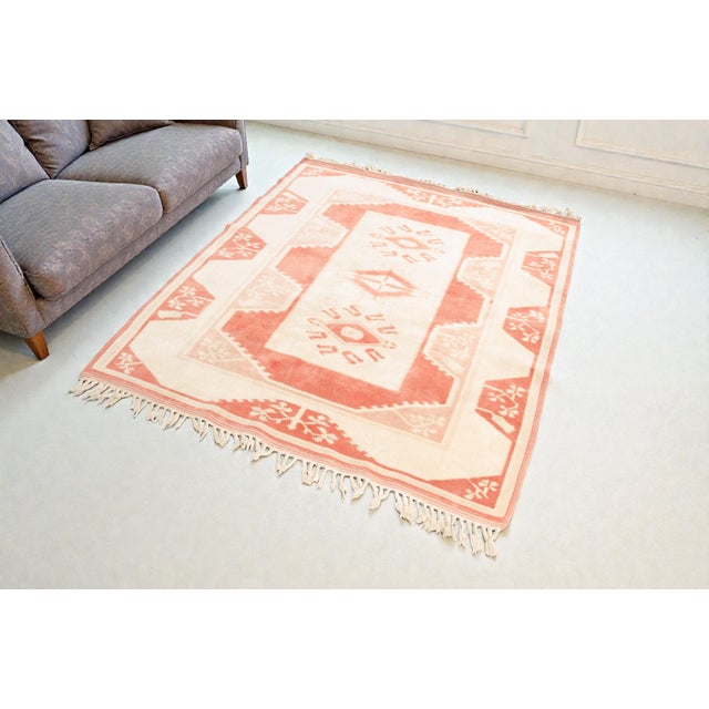 1960s Mid 20th Century Small Handknotted Floor Rug For Sale - Image 5 of 10