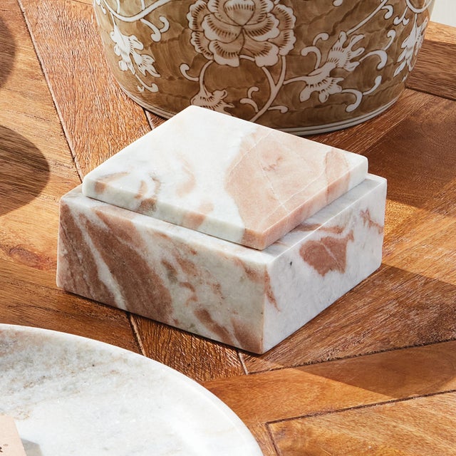 Jaqueline Marble Square Lidded Box Short For Sale In Chicago - Image 6 of 6