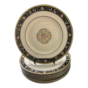 Mid 20th Century Wedgwood Bone China, England, Runnymede W4472 Dark Blue Dessert Salad Plates - Set of 8