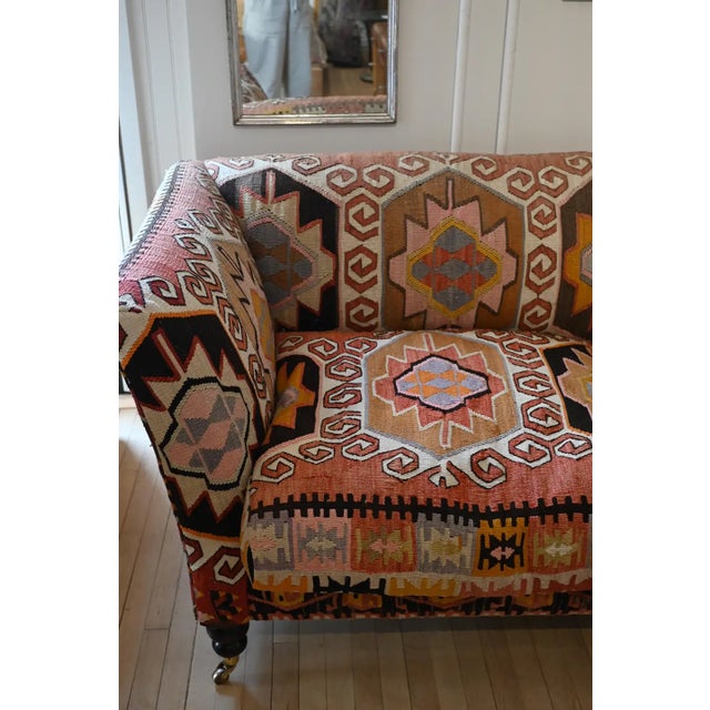 Brick Red English George Smith Kilim Sofa For Sale - Image 8 of 13