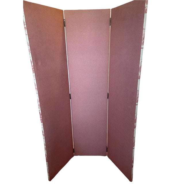 Light Pink 1940s Paravent Three Leaves Screen For Sale - Image 8 of 13