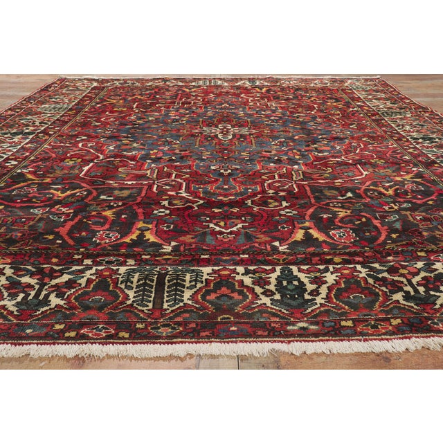 Antique Persian Bakhtiari Rug -10'02 X 11'10 For Sale - Image 9 of 10