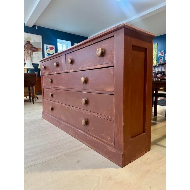 Farmhouse Primitive Storage Chest/Cupboard in Red Paint For Sale - Image 3 of 11