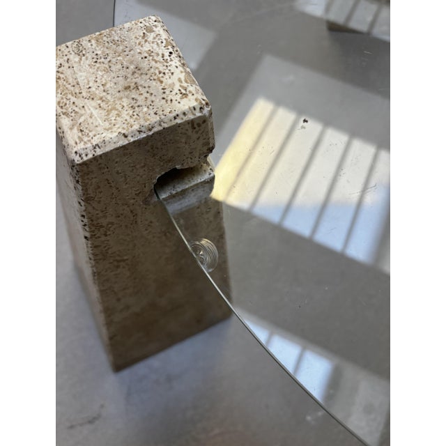 Vintage Glass and Travertine Coffee Table, 1970 For Sale - Image 6 of 8