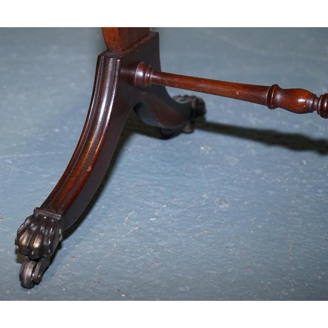 Animal Skin Regency Style Hardwood Side Table with Green Leather Inset Top and Drop Leaves For Sale - Image 7 of 16