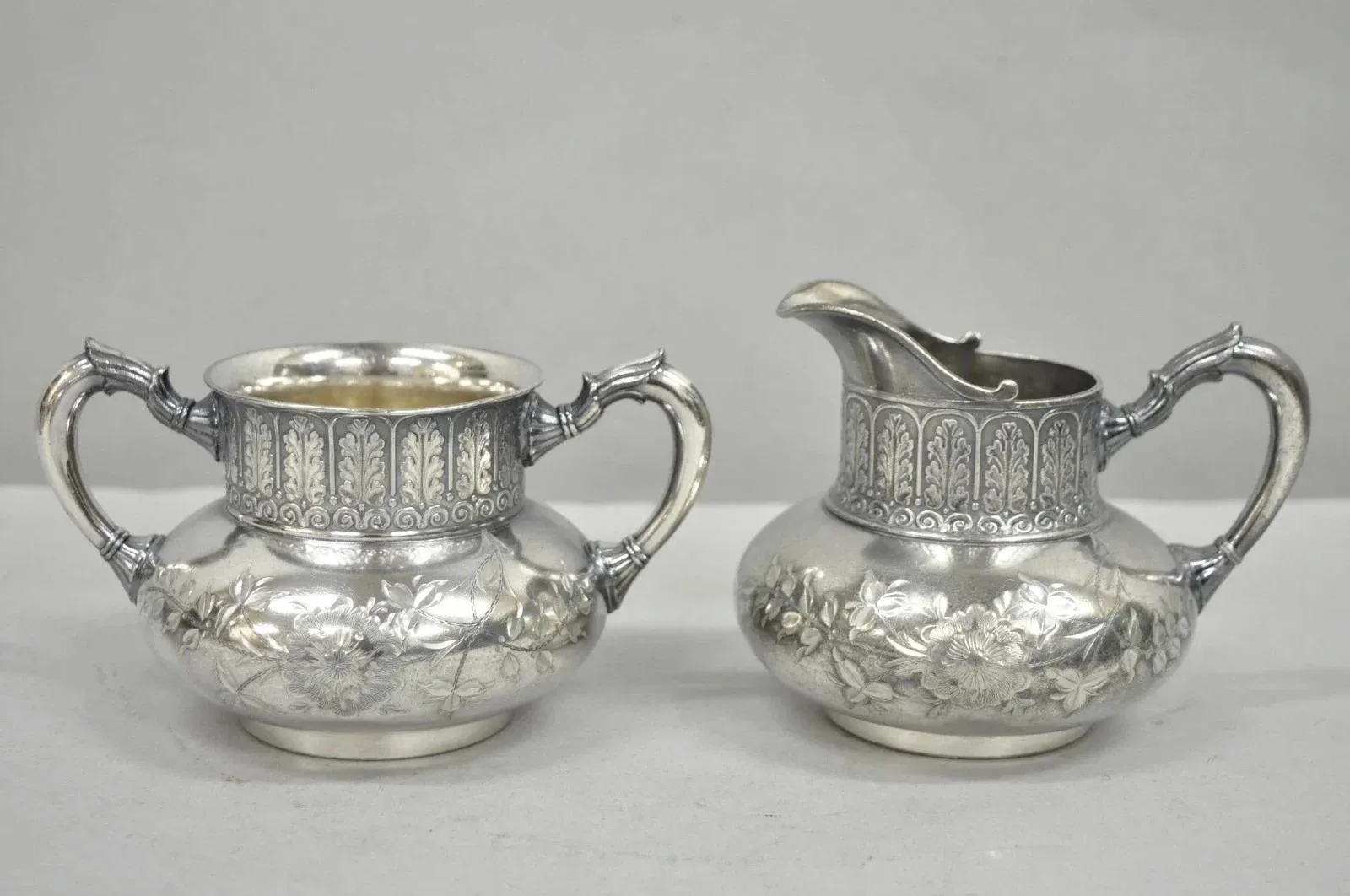 Antique James W Tufts 1948 Silver Plated Art Nouveau Tea Set - 5
