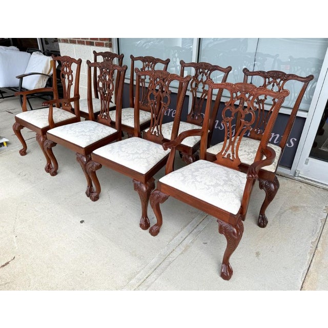 English Set of 8 Hickory Chair Chippendale Dining Chairs For Sale - Image 3 of 17