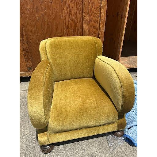 1940s Märta Blomstedt, Attribution Lounge Chairs, Pair, Finland C. 1940, Carved Walnut, Mohair Upholstery For Sale - Image 5 of 10